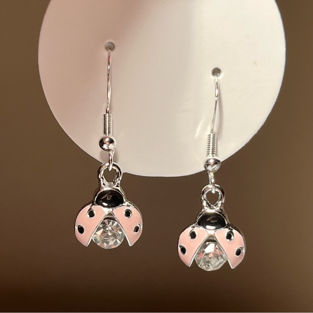 Pink Ladybug Earrings